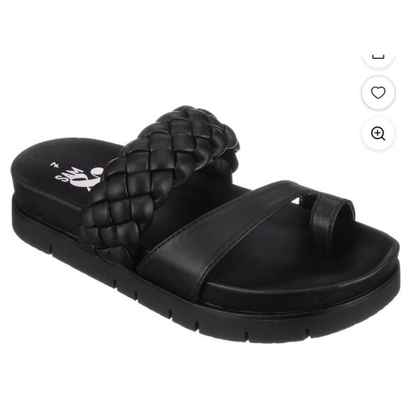 Sam & Libby Shoes - Sam & Libby Adelia Womens Black Footbed Sandals Double Strap Slides, sz 8
